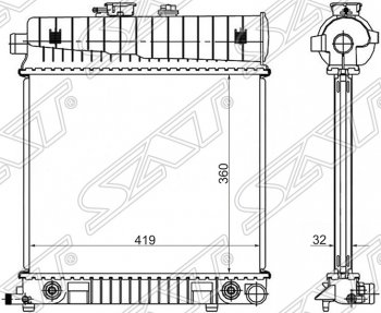 Радиатор двигателя (пластинчатый, 1.8/2.0/2.3, МКПП/АКПП) SAT Mercedes-Benz C-Class S202 дорестайлинг универсал (1992-1997)