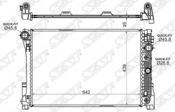 8 399 р. Радиатор двигателя SAT (пластинчатый, 1.8/2.0D/2.2D/3.5G/2.8/3.5, МКПП/АКПП) Mercedes-Benz C-Class W204 дорестайлинг седан (2007-2011)  с доставкой в г. Тамбов. Увеличить фотографию 1