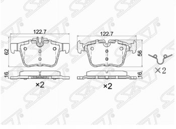 1 069 р. Комплект задних тормозных колодок SAT  Mercedes-Benz C-Class  W205 (2015-2018) дорестайлинг седан  с доставкой в г. Тамбов. Увеличить фотографию 1