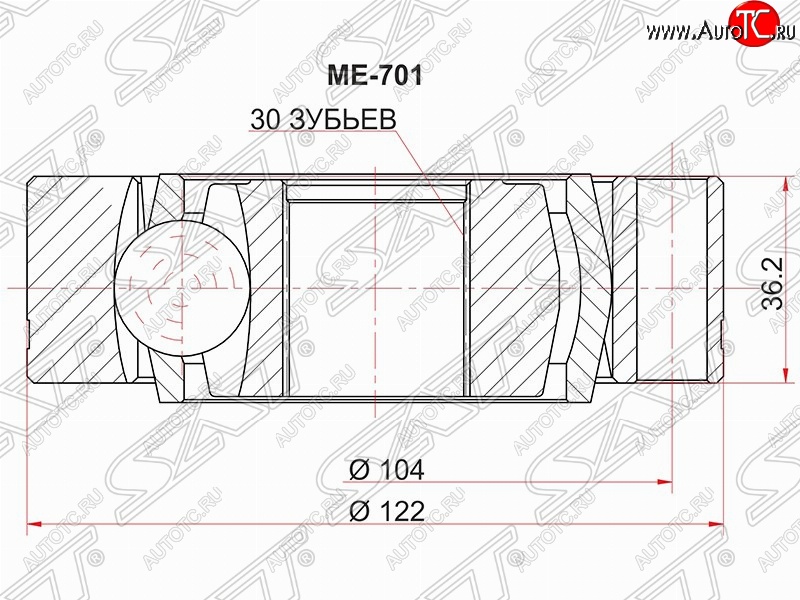 2 469 р. Шрус (внутренний) SAT (30*122 мм) Mercedes-Benz Vito W638 (1996-2003)  с доставкой в г. Тамбов