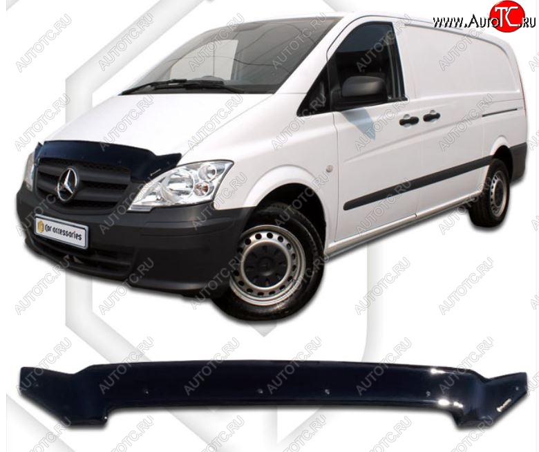 2 099 р. Дефлектор капота CA-Plastiс  Mercedes-Benz Vito  W639 (2010-2014) рестайлинг (Classic черный, Без надписи)  с доставкой в г. Тамбов