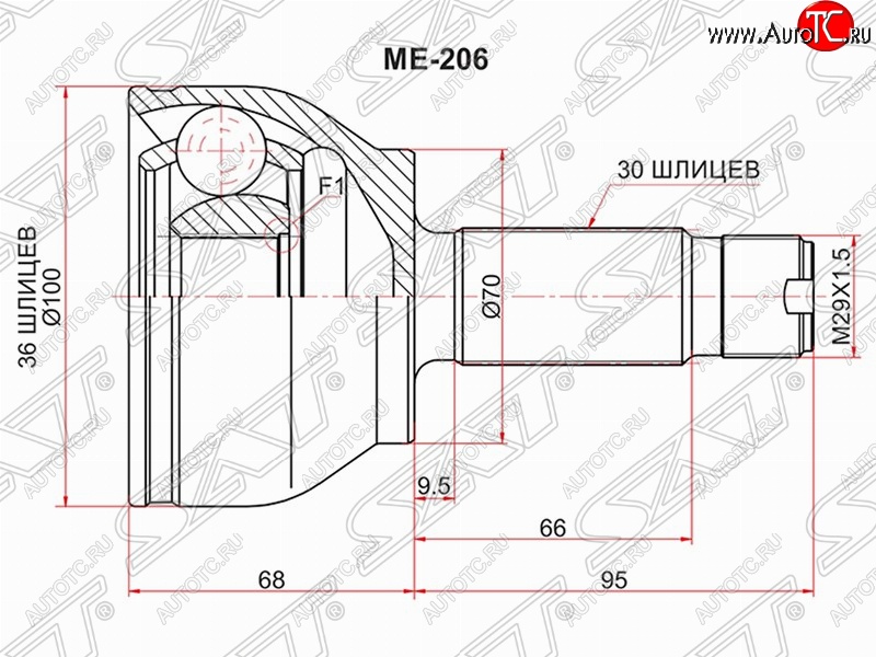 2 759 р. Шрус (наружный) SAT (36*30*70 мм)  Mercedes-Benz Vito  W639 (2003-2014) дорестайлинг, рестайлинг  с доставкой в г. Тамбов