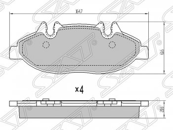 1 369 р. Колодки тормозные SAT (передние) Mercedes-Benz Vito W639 дорестайлинг (2003-2010)  с доставкой в г. Тамбов. Увеличить фотографию 1