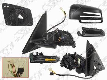 Левое боковое зеркало заднего вида SAT (обогрев, складывание, память, поворот, пр-во Тайвань). Mercedes-Benz GLK class X204 рестайлинг (2012-2015)