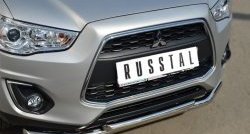 17 899 р. Защита переднего бампера (2 трубыØ63 и 42 мм, нержавейка) SLITKOFF Mitsubishi ASX 1-ый рестайлинг (2013-2016)  с доставкой в г. Тамбов. Увеличить фотографию 2