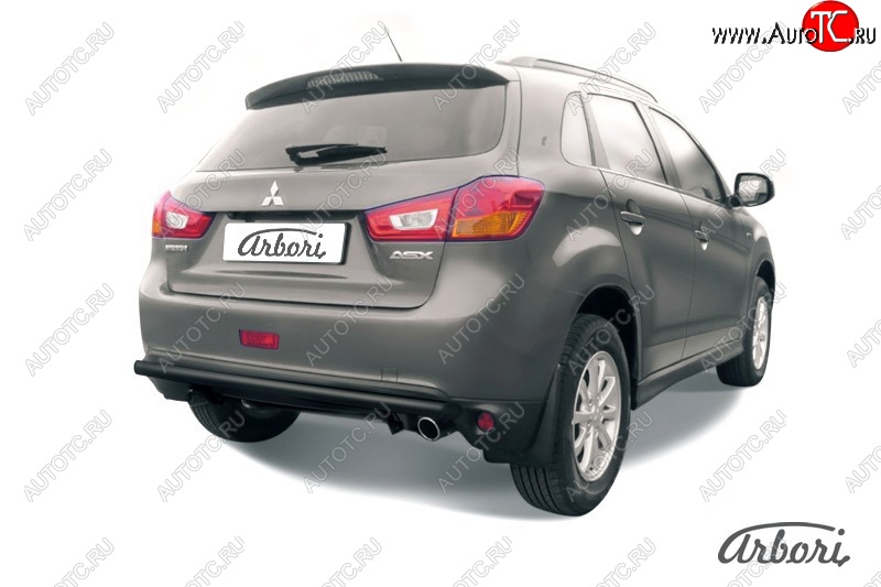 6 029 р. Защита заднего бампера Arbori (черная, 1 труба d57 mm). Mitsubishi ASX 1-ый рестайлинг (2013-2016)  с доставкой в г. Тамбов