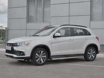 13 199 р. Защита переднего бампера (Ø42 мм, нержавейка) SLITKOFF  Mitsubishi ASX (2017-2020) 2-ой рестайлинг  с доставкой в г. Тамбов. Увеличить фотографию 2