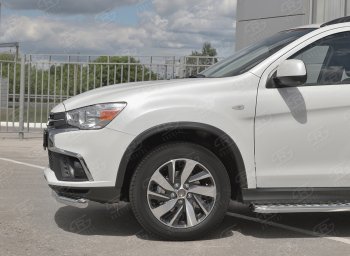 13 299 р. Защита переднего бампера (Ø63 мм, секции, нержавейка) SLITKOFF  Mitsubishi ASX (2017-2020) 2-ой рестайлинг  с доставкой в г. Тамбов. Увеличить фотографию 3