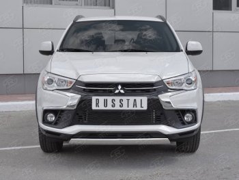 Защита переднего бампера (Ø75x42 мм, нержавейка) Russtal Mitsubishi ASX 2-ой рестайлинг (2017-2020)