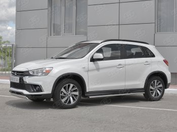 10 349 р. Защита переднего бампера (Ø75x42 мм, нержавейка) Russtal Mitsubishi ASX 2-ой рестайлинг (2017-2020)  с доставкой в г. Тамбов. Увеличить фотографию 2