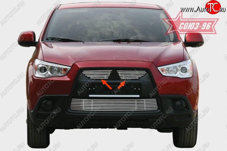 3 959 р. Декоративные элементы решетки радиатора Souz-96 (d10) Mitsubishi ASX дорестайлинг (2010-2012)  с доставкой в г. Тамбов