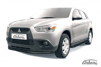 Защита переднего бампера Arbori (черная, 1 труба d57 mm). Mitsubishi ASX дорестайлинг (2010-2012)