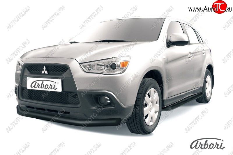 7 739 р. Защита переднего бампера Arbori (черная, 1 труба d76 mm). Mitsubishi ASX дорестайлинг (2010-2012)  с доставкой в г. Тамбов