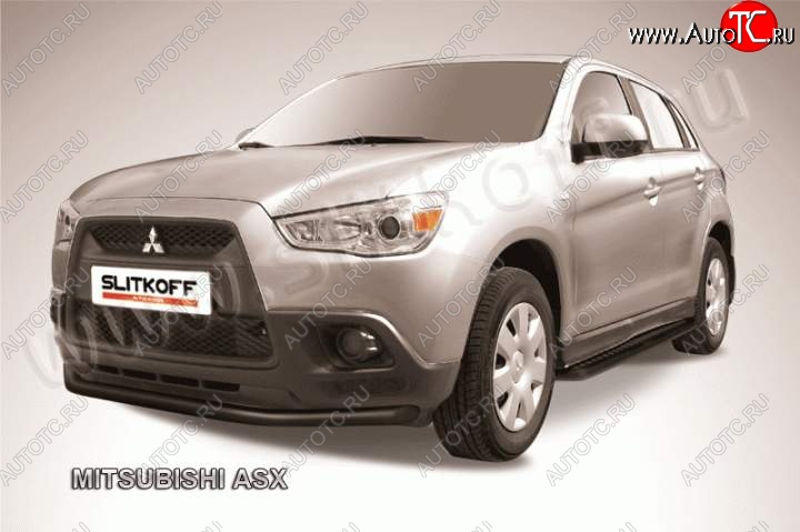 8 299 р. Защита переднего бампера из трубы d57 Slitkoff  Mitsubishi ASX (2010-2012) дорестайлинг (Цвет: серебристый)  с доставкой в г. Тамбов