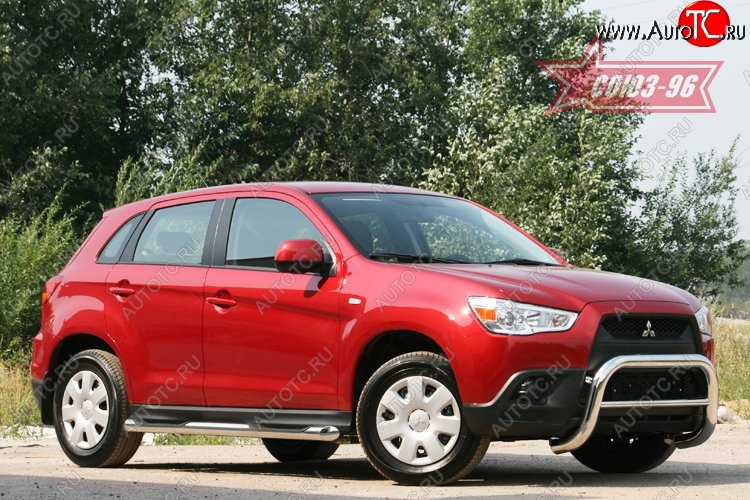 10 934 р. Защита переднего бампера Souz-96 (d76) Mitsubishi ASX дорестайлинг (2010-2012)  с доставкой в г. Тамбов