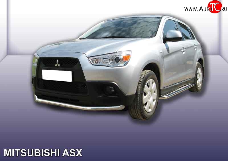 13 499 р. Одинарная защита переднего бампера из трубы диаметром 57 мм Slitkoff Mitsubishi ASX дорестайлинг (2010-2012) (Нержавейка, Полированная)  с доставкой в г. Тамбов