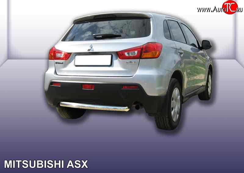 9 399 р. Защита заднего бампера из короткой трубы диаметром 57 мм Slitkoff  Mitsubishi ASX (2010-2012) дорестайлинг (Нержавейка, Полированная)  с доставкой в г. Тамбов