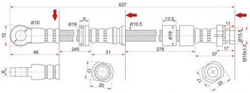 949 р. Тормозной шланг SAT (передний, левый)  Mitsubishi ASX - Outlander  XL  с доставкой в г. Тамбов. Увеличить фотографию 1