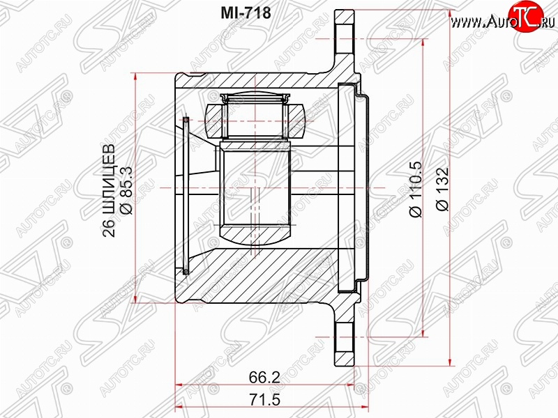 3 899 р. Шрус (внутренний/правый) SAT (26*110.5 мм)  Mitsubishi Challenger  K9-W - Pajero Sport  PA  с доставкой в г. Тамбов