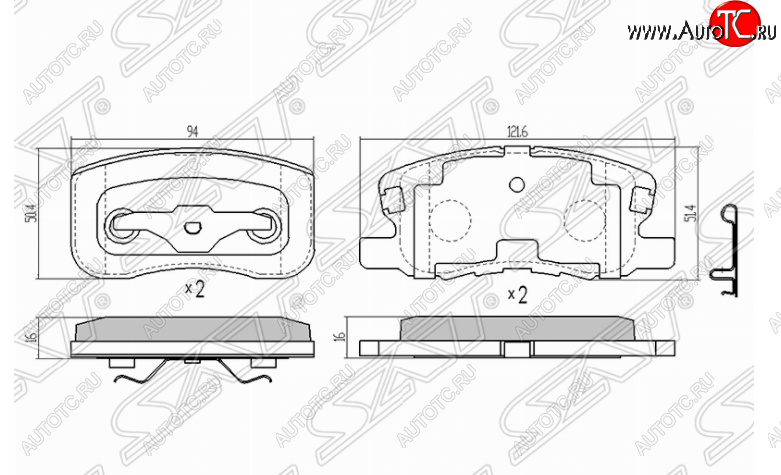 1 189 р. Комплект передних тормозных колодок SAT  Mitsubishi Colt ( Z20, Z30 хэтчбэк 3 дв.,  Z30) (2002-2009) дорестайлинг, хэтчбэк 5 дв. дорестайлинг  с доставкой в г. Тамбов