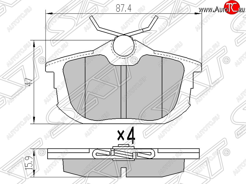 929 р. Колодки тормозные SAT (задние) Mitsubishi Lancer 9 1-ый рестайлинг универсал (2003-2005)  с доставкой в г. Тамбов