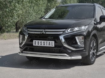 11 449 р. Защита переднего бампера (Ø63 мм, нержавейка) SLITKOFF Mitsubishi Eclipse Cross GK (2017-2024)  с доставкой в г. Тамбов. Увеличить фотографию 4