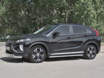 12 999 р. Защита переднего бампера (2 трубы Ø63 и 42 мм, нержавейка) SLITKOFF Mitsubishi Eclipse Cross GK (2017-2024)  с доставкой в г. Тамбов. Увеличить фотографию 2