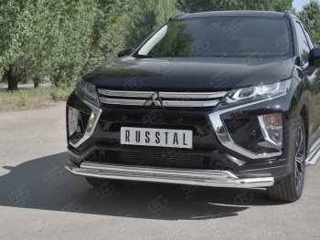 12 999 р. Защита переднего бампера (2 трубы Ø63 и 42 мм, нержавейка) SLITKOFF Mitsubishi Eclipse Cross GK (2017-2024)  с доставкой в г. Тамбов. Увеличить фотографию 4