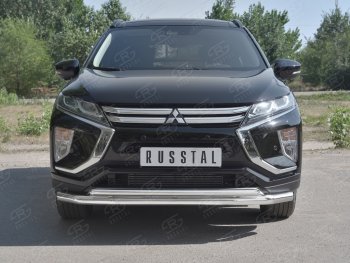 Защита переднего бампера (2 трубы Ø63 и 42 мм, нержавейка) Russtal Mitsubishi Eclipse Cross GK (2017-2024)