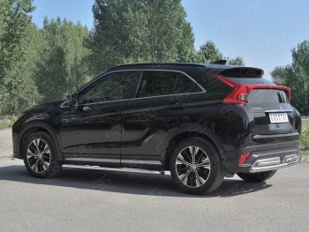 14 499 р. Защита заднего бампера (2 трубы Ø63 и 42 мм, нержавейка) SLITKOFF  Mitsubishi Eclipse Cross  GK (2017-2021) дорестайлинг  с доставкой в г. Тамбов. Увеличить фотографию 2