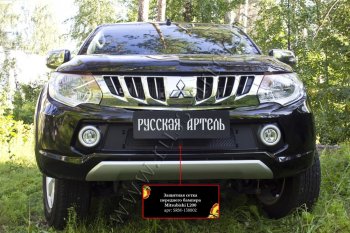 1 689 р. Защитная сетка решетки переднего бампера (шагрень) РА  Mitsubishi L200  5 KK,KL (2015-2019) дорестайлинг  с доставкой в г. Тамбов. Увеличить фотографию 3