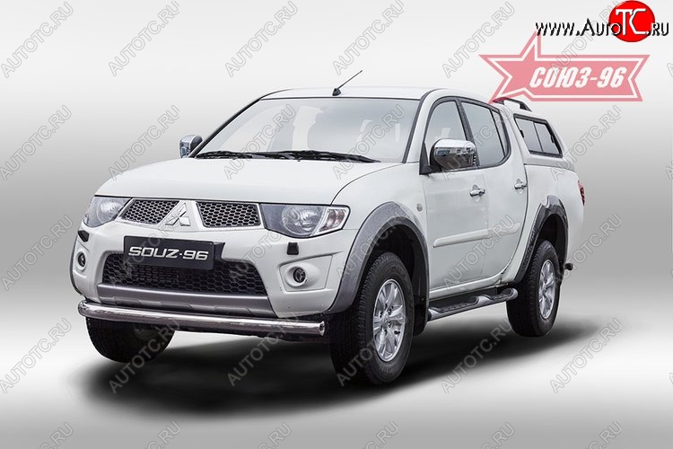 11 654 р. Защита переднего бампера одинарная Souz-96 (d76) Mitsubishi L200 5 KK,KL дорестайлинг (2015-2019)  с доставкой в г. Тамбов