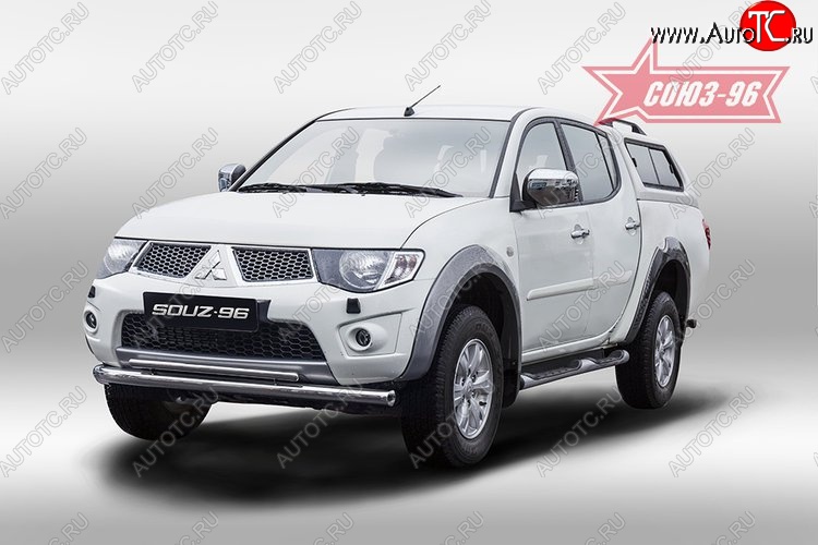 15 254 р. Защита переднего бампера двойная Souz-96 (d76/42) Mitsubishi L200 5 KK,KL дорестайлинг (2015-2019)  с доставкой в г. Тамбов