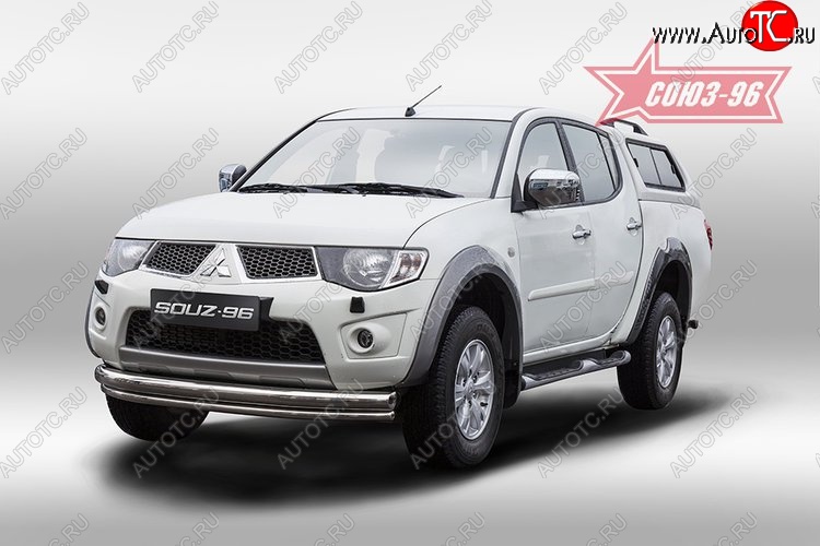 15 254 р. Защита переднего бампера двойная Souz-96 (d76/42) Mitsubishi L200 5 KK,KL дорестайлинг (2015-2019)  с доставкой в г. Тамбов