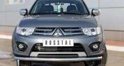 13 549 р. Одинарная защита переднего бампера диаметром 63 мм Russtal Mitsubishi L200 5 KK,KL дорестайлинг (2015-2019)  с доставкой в г. Тамбов. Увеличить фотографию 2