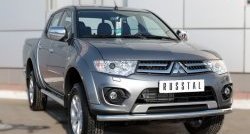 13 549 р. Одинарная защита переднего бампера диаметром 63 мм Russtal Mitsubishi L200 5 KK,KL дорестайлинг (2015-2019)  с доставкой в г. Тамбов. Увеличить фотографию 4