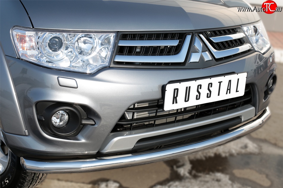 13 549 р. Одинарная защита переднего бампера диаметром 63 мм Russtal Mitsubishi L200 5 KK,KL дорестайлинг (2015-2019)  с доставкой в г. Тамбов