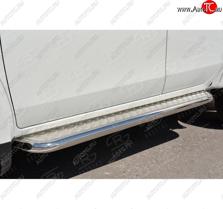 38 999 р. Порожки для ног (Ø63) SLITKOFF  Mitsubishi L200  5 KK,KL (2015-2019) дорестайлинг (лист - нержавейка, профиль - нержавейка)  с доставкой в г. Тамбов