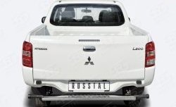 9 599 р. Защита заднего бампера (Ø120х60 мм с проступью, нержавейка) Russtal  Mitsubishi L200  5 KK,KL (2015-2019) дорестайлинг  с доставкой в г. Тамбов. Увеличить фотографию 1