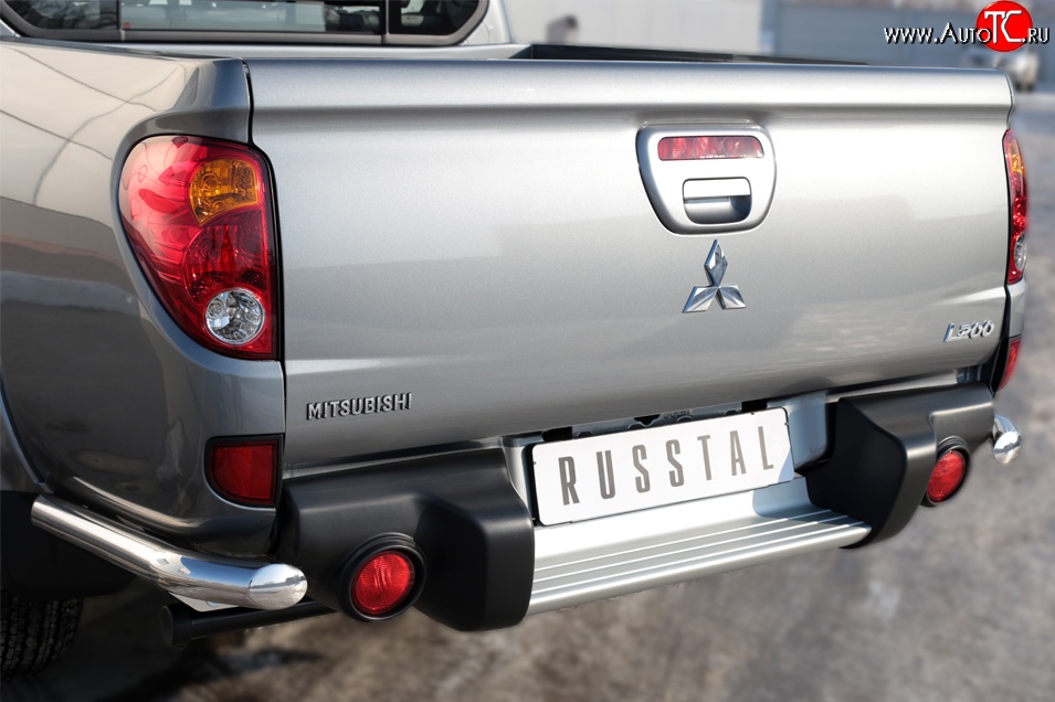 13 949 р. Защита заднего бампера (Ø63 мм уголки, нержавейка) SLITKOFF  Mitsubishi L200  5 KK,KL (2015-2019) дорестайлинг  с доставкой в г. Тамбов