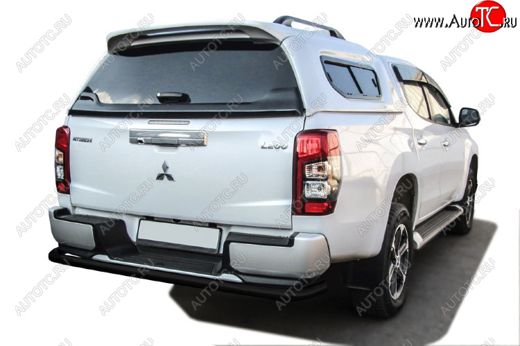 8 799 р. Защита заднего бампера Slitkoff (Ø 57 мм, с бампером) Mitsubishi L200 5 KK,KL рестайлинг (2018-2022) (Сталь с полимерным покрытием. Цвет: черный)  с доставкой в г. Тамбов