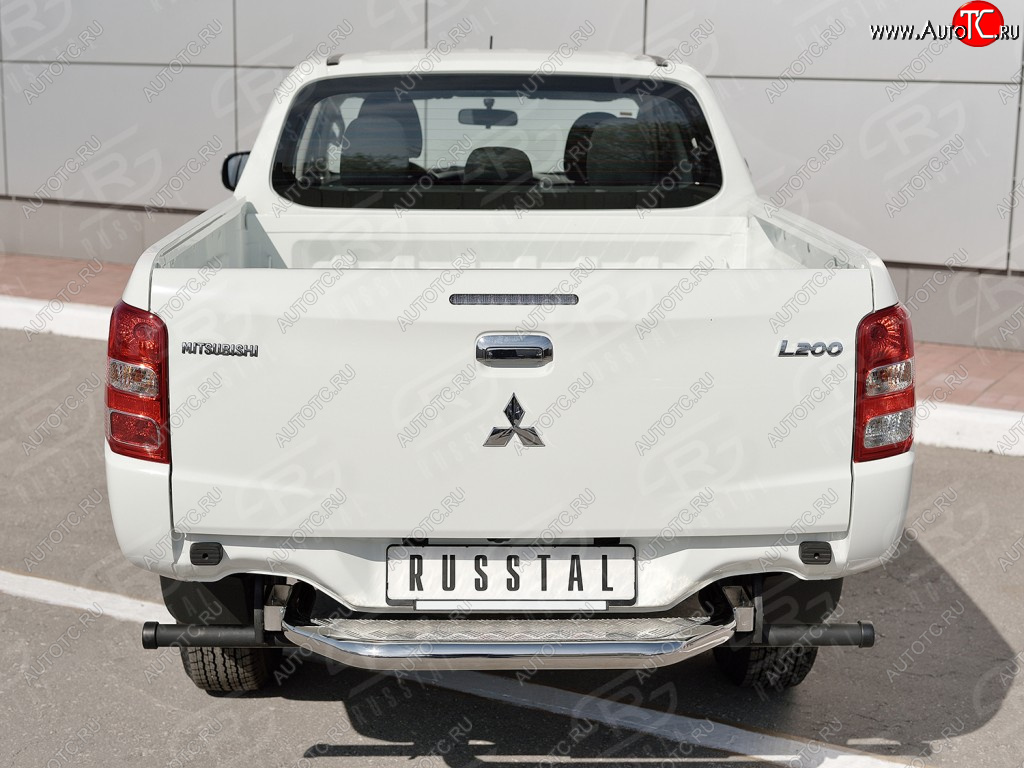 17 399 р. Защита заднего бампера (труба d63 с листом) SLITKOFF  Mitsubishi L200  5 KK,KL (2015-2019) дорестайлинг (Лист алюминий/профиль сталь)  с доставкой в г. Тамбов