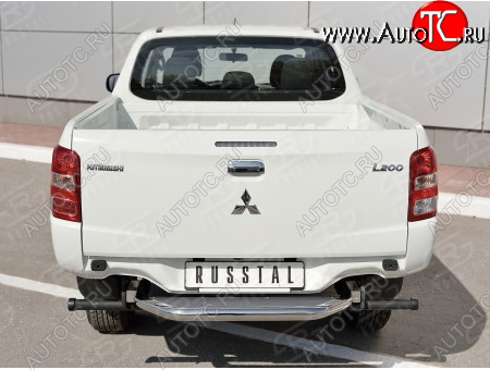 21 899 р. Защита заднего бампера (труба d63 с листом) SLITKOFF  Mitsubishi L200  5 KK,KL (2015-2019) дорестайлинг (Лист и профиль нержавейка)  с доставкой в г. Тамбов