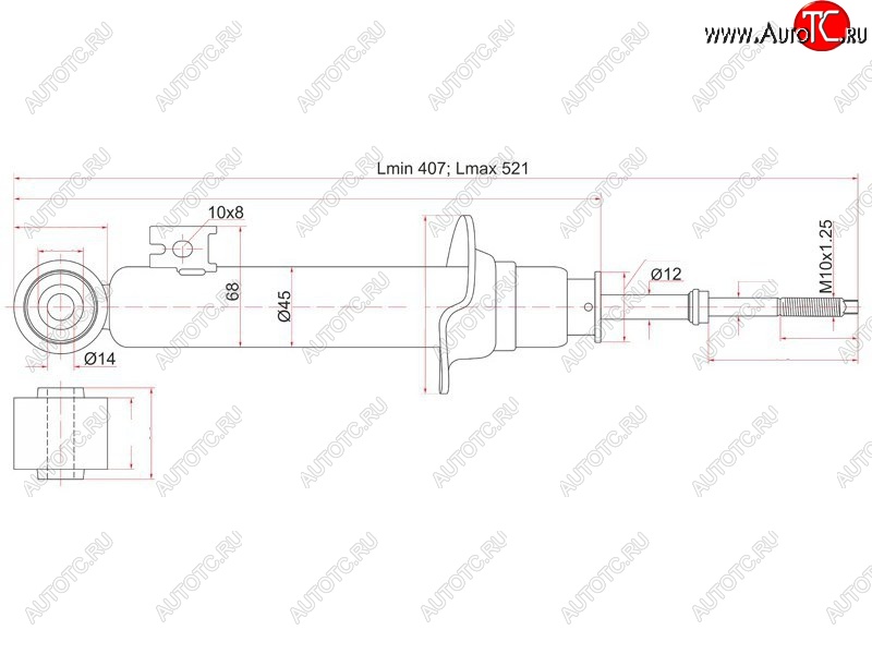 2 489 р. Амортизатор передний LH=RH SAT Mitsubishi L200 4  дорестайлинг (2006-2014)  с доставкой в г. Тамбов