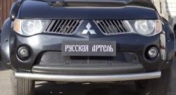 2 499 р. Защитная сетка решетки переднего бампера РА Mitsubishi L200 4  дорестайлинг (2006-2014)  с доставкой в г. Тамбов. Увеличить фотографию 1