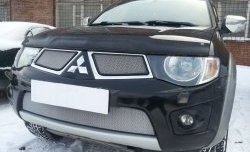 1 539 р. Нижняя сетка на бампер Russtal (хром)  Mitsubishi L200  4 - Pajero Sport  PB  с доставкой в г. Тамбов. Увеличить фотографию 1