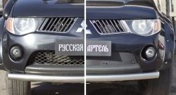 1 559 р. Зимняя заглушка решетки переднего бампера РА Mitsubishi L200 4  дорестайлинг (2006-2014)  с доставкой в г. Тамбов. Увеличить фотографию 2