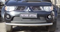 1 559 р. Зимняя заглушка решетки переднего бампера РА Mitsubishi L200 4  дорестайлинг (2006-2014)  с доставкой в г. Тамбов. Увеличить фотографию 1