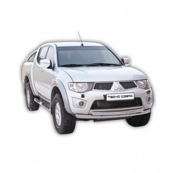 10 599 р. Защита переднего бампера ТехноСфера (Техно Сфера) Mitsubishi L200 4  дорестайлинг (2006-2014) (Серебристый)  с доставкой в г. Тамбов. Увеличить фотографию 1