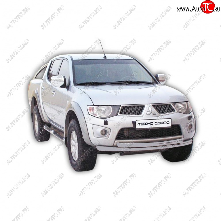 10 599 р. Защита переднего бампера ТехноСфера (Техно Сфера) Mitsubishi L200 4  дорестайлинг (2006-2014) (Серебристый)  с доставкой в г. Тамбов